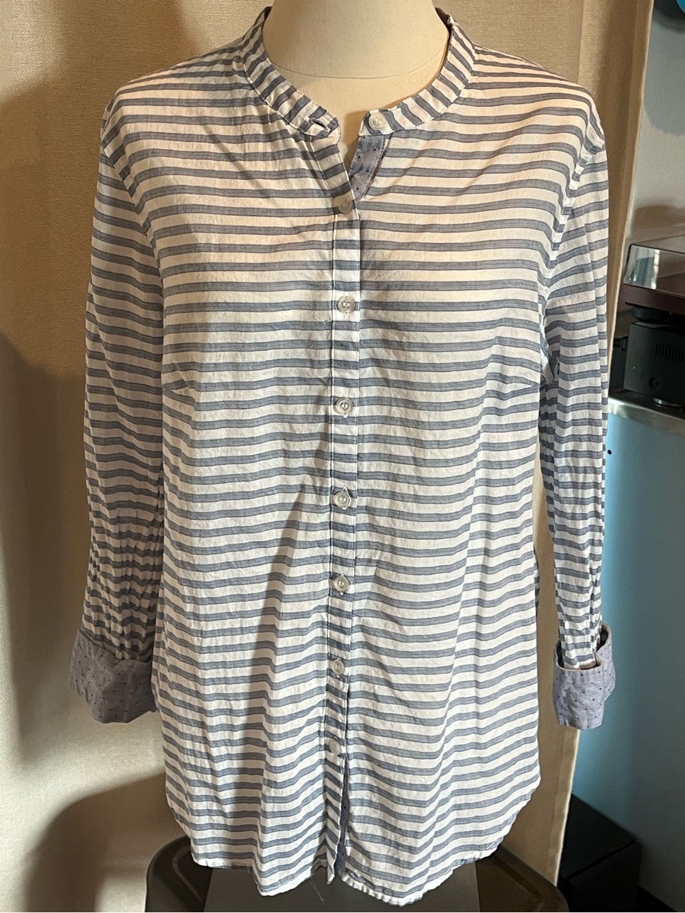 Grand & Greene Striped Cotton Blouse Sz Medium